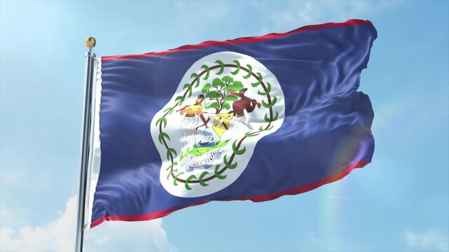 4K Belize flag waving in the wind - realistic Belize flag animation in high resolution, perfect for Belize national day, independence, travel and patriotic video projects