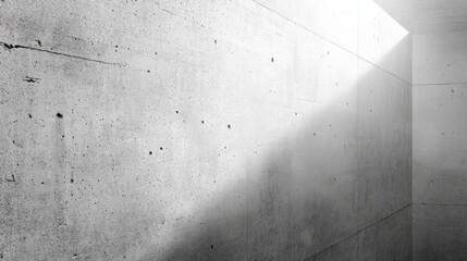 Abstract Concrete Wall with Dramatic Light Beam Illuminating a Corner, Textured Surface and Minimalist Design for Modern Architecture or Interior Concepts