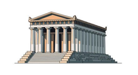 Obraz premium Ancient Greek Temple Architectural Illustration.