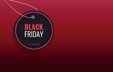 Black Friday Sale Tag on Red Background. Perfect for advertising, promotions, marketing banners, and online store discounts.