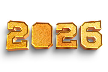2026 Gold Metallic Number Design with Beveled 3D Effect