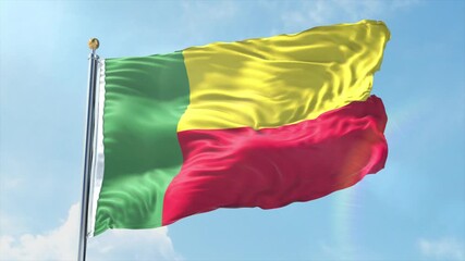 4K Benin flag waving in the wind - realistic Benin flag animation in high resolution, perfect for Benin national day, independence, travel and patriotic video projects