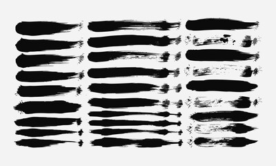 Set of Grunge Brush Strokes Black Ink Texture Collection