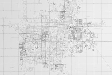Map of the streets of Fargo (North Dakota, USA) on white background. 3d render, illustration