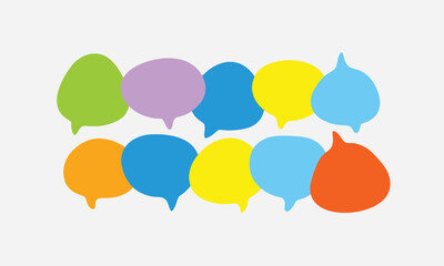 Vibrant collection of colorful speech bubbles symbolizing diverse ideas and collaborative digital communication