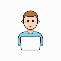 vector startup founder with laptop