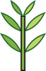 Minimal bamboo stalk icon with two leaves, isolated vector, perfect for nature design