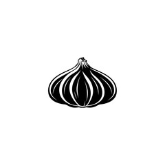 Garlic silhouette line art vector illustration with a white background 