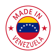 Venezuela Made in Stamp in circle with flag Vector template on white background
