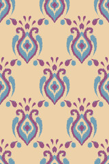 Ikat Pattern, Simple Medallion Seamless Print, Sweet Boho Fabric
