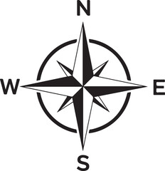 compass silhouette vector icon, compass or Wind Rose vector icon, wind rose icon vector 
