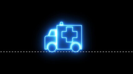 an ambulance at night blur 4k 25fps video ambulance lights flicker at night ambulance icon with a medical cross. Ambulance emergency service, medical rescue service, black background. 