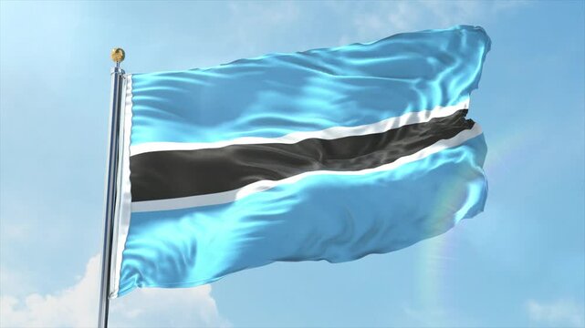 4K Botswana flag waving in the wind - realistic Botswana flag animation in high resolution, perfect for Botswana national day, independence, travel and patriotic video projects