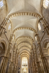 Fototapeta premium Vezelay Abbey basilica nave interior looking towards altar