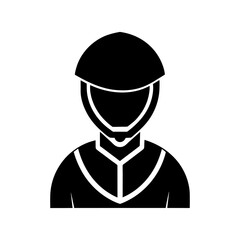 Motorcycle or Bicycle Rider Icon with Helmet.