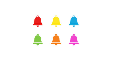 Brightly colored notification bells arranged in two rows on a white background, symbolizing alerts and communication.