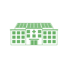 Modern Hospital Building With Two Towers Connected By A Central Walkway Featuring A Clean Blue Facade And A Green Roof Underneath A Bright Sky Offering A Sense Of Calm And Professionalism