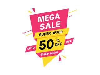 Mega sale super offer 50 percent off shop now banner