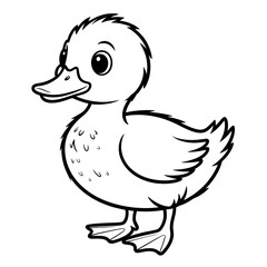 Cute Duck Coloring Page for Kids – Printable Farm Bird Illustration
