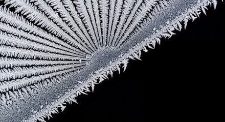 frosted icy texture with snowflakes formation isolated on black background