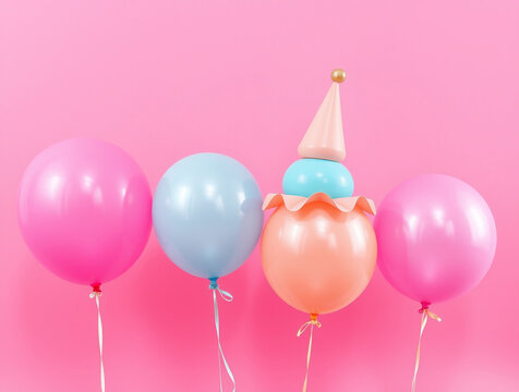 Festive Balloons With Clown Hat Decoration party celebration