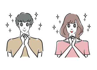 うるうるした目で見つめる爽やかな30代男女