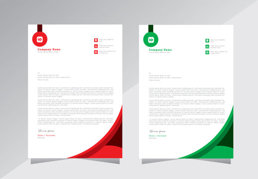 Corporate modern letterhead design template with red and green color, creative modern letterhead design template for your project. letterhead, letter head, Business letterhead design. vector eps 10