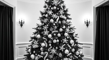 Classic Black and White Christmas Tree &mdash; Timeless Elegant Holiday Design