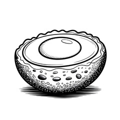 Fried Egg Coloring Page – Breakfast Food Vector Line Art Illustration