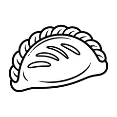 Empanada Coloring Page – Traditional Pastry Snack Vector Line Art