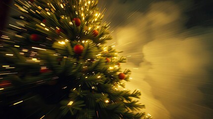 Dynamic Christmas Tree in Motion with Volumetric Lighting and Visible Light Beams