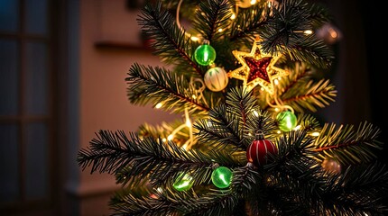 Fine Art Photograph of a Christmas Tree with Electric Vivid Colors and Soft Professional Lighting