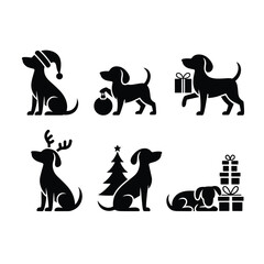 Christmas Dog Silhouette Vector Bundle