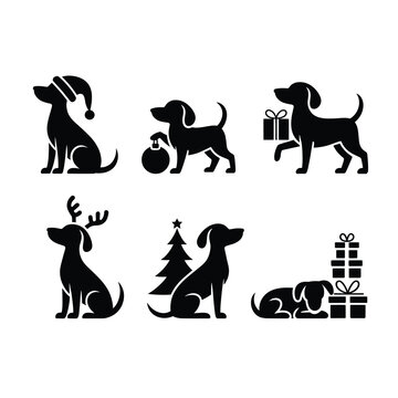 Christmas Dog Silhouette Vector Bundle