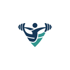 Fitness logo with person lifting weights