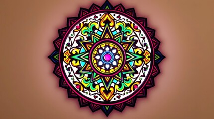 Traditional Symbolic Tattoo Art with Vibrant Colors and Abstract Light Patterns on White Background