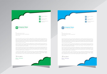 Creative letterhead design template with blue and green color. Corporate letter head design templates for your business, company and project. Vector letterhead design.