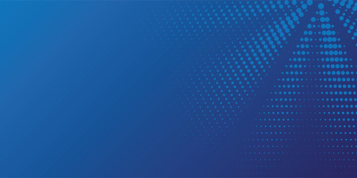 Hexagon blue dotted texture. Abstract curved dot grid wallpaper. Circle halftone pattern background. Vector