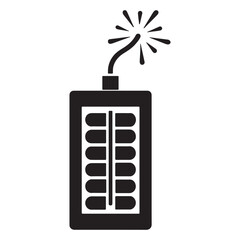 Fireworks Cake with Lit Fuse Silhouette Icon