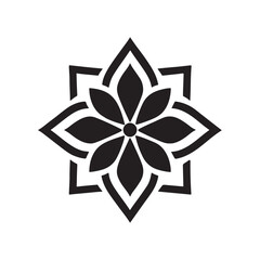Geometric Star Flower Mandala Silhouette Icon