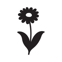 Minimal Daisy Flower Silhouette Icon