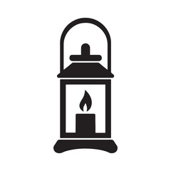 Classic Candle Lantern with Handle Silhouette Icon