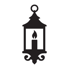 Vintage Candle Lantern Silhouette Icon