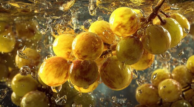 Fresh green grapes in splashing water - Powered by Adobe