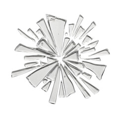 Pile of shattered glass pieces isolated on transparent background, top view