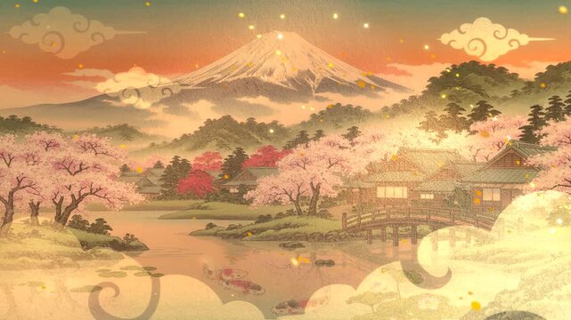 日本の美しい絵画 日本画の美しいアニメーション