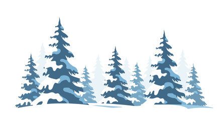 Winter forest illustration Snowy fir trees in a peaceful winter landscape perfect for design and decoration