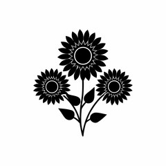 creative Sunflowers Icon vector silhouette illustration isolated on white background