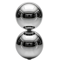 Fototapeta premium A mesmerizing 3d render of two chrome balls stacked, isolated on transparent background, reflecting light and showcasing a sleek, modern aesthetic