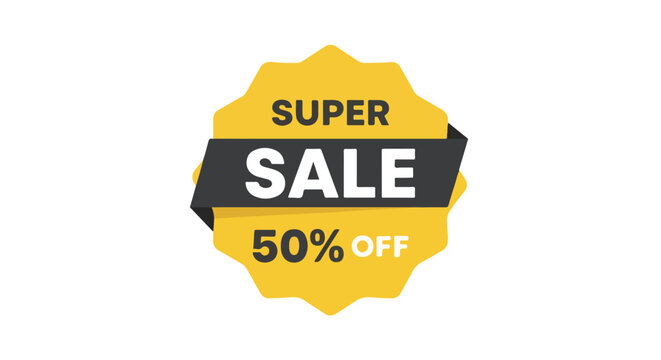 Super Sale 50% Off Badge Vector, Perfect for Marketing Campaigns and Promotional Offers
